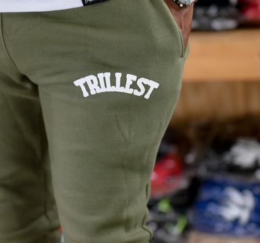 Trillest Flare Panel Pants - Olive\White