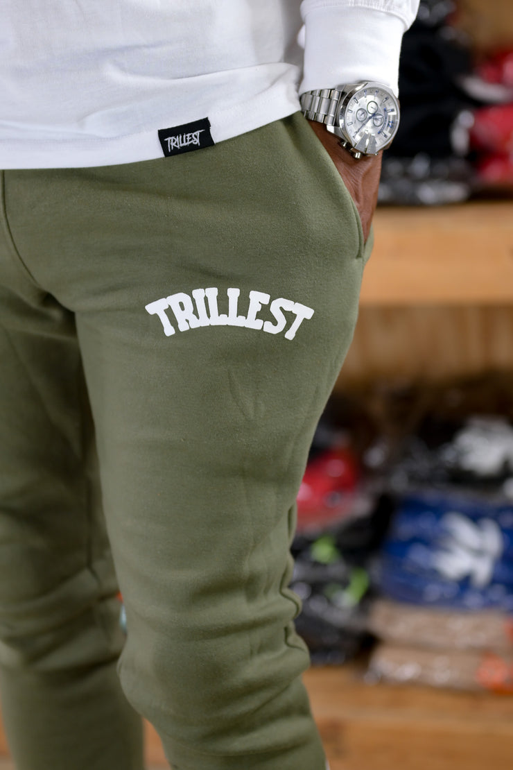 Trillest Flare Panel Pants - Olive\White