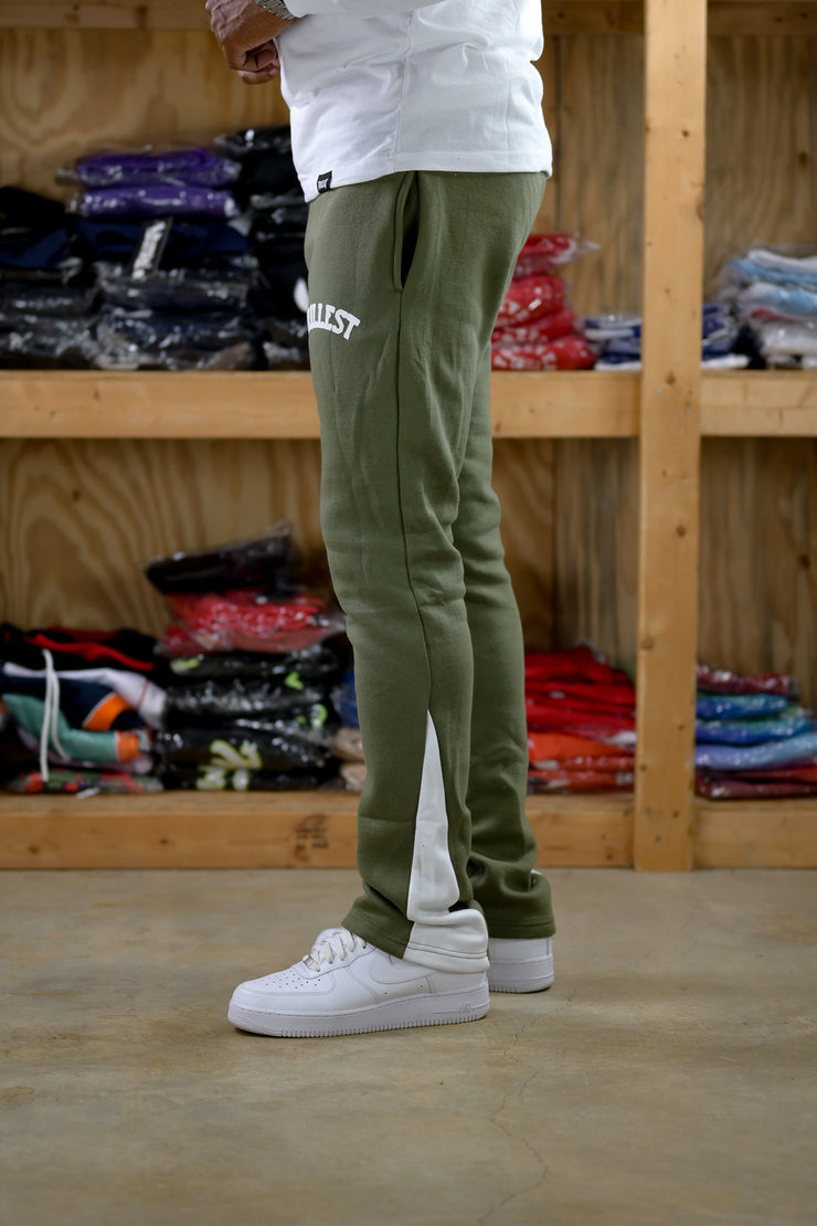 Trillest Flare Panel Pants - Olive\White