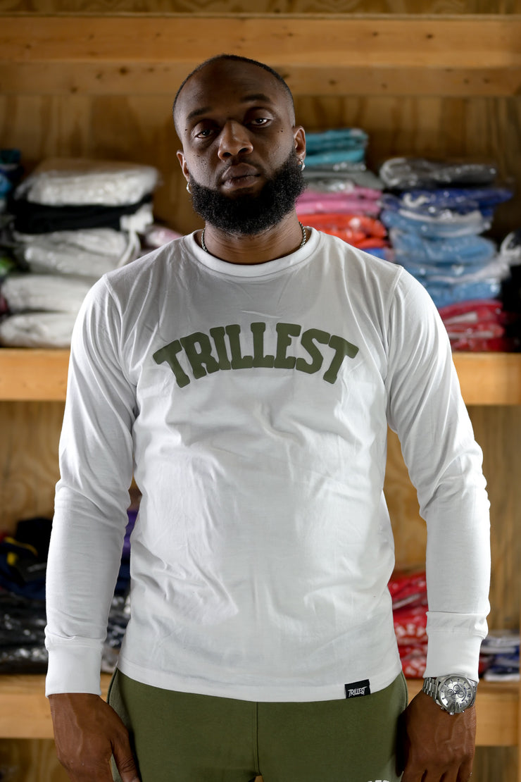 Arched Trillest Long Sleeve Tee - White\Olive