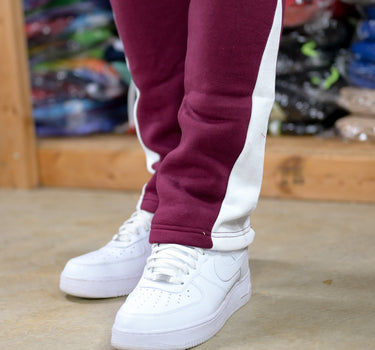Trillest Flare Panel Pants - Burgundy/White