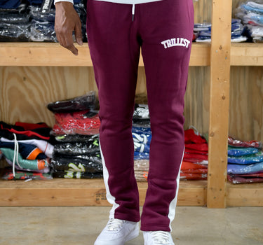 Trillest Flare Panel Pants - Burgundy/White