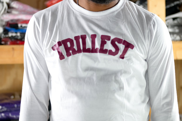 Arched Trillest Long Sleeve Tee - White\Burgundy