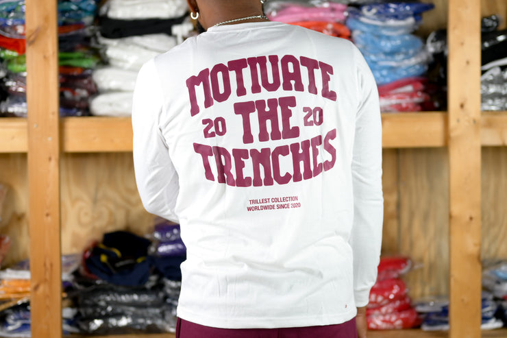 Arched Trillest Long Sleeve Tee - White\Burgundy