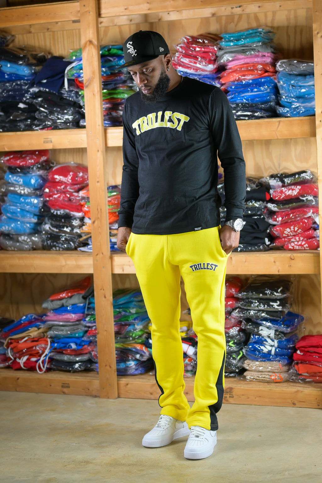 Trillest Flare Panel Pants - Yellow\Black