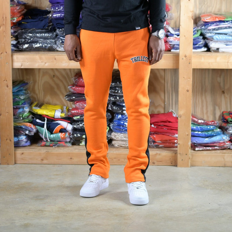 Trillest Flare Panel Pants - Orange\Black