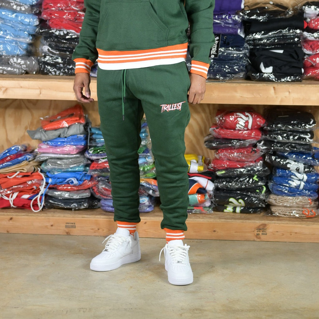 Trillest Ribbed Joggers - Green\Orange