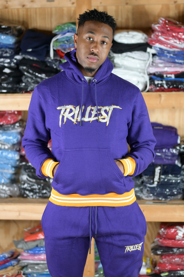 Trillest Ribbed Hoodie - Purple\Gold
