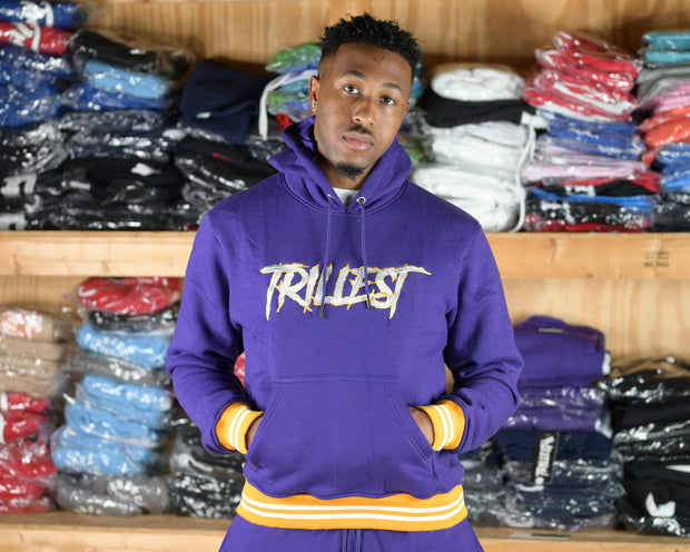 Trillest Ribbed Hoodie - Purple\Gold