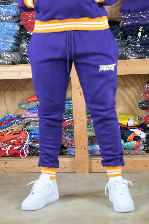 Trillest Ribbed Joggers - Purple\Gold