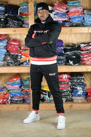 Trillest Ribbed Joggers - Black\Red