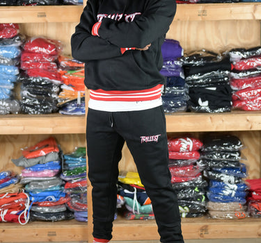 Trillest Ribbed Joggers - Black\Red