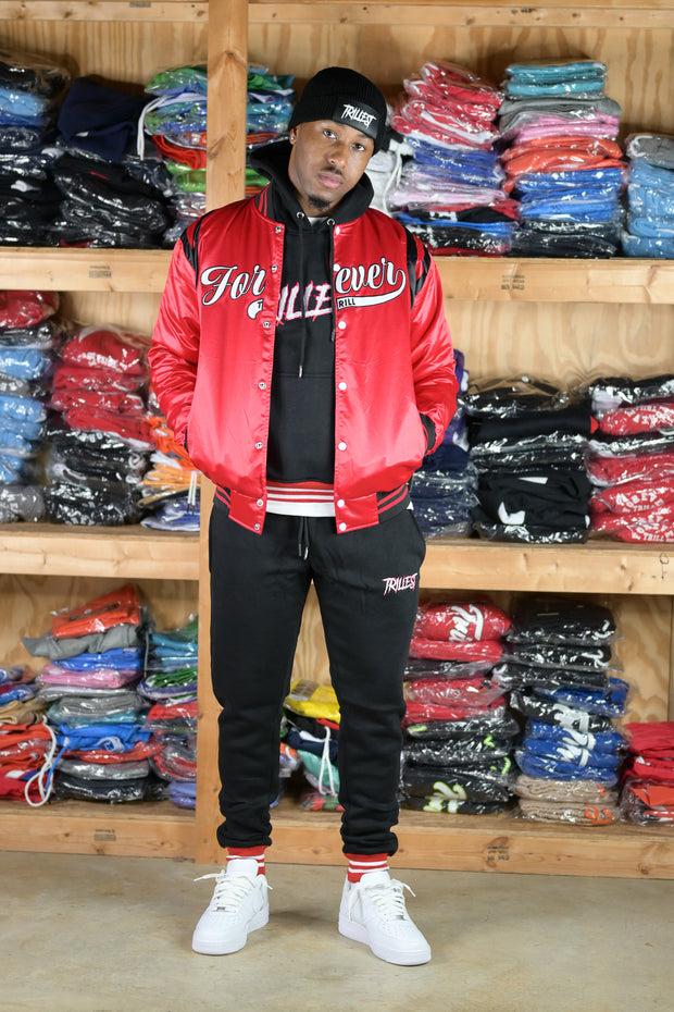 Forever Trill Bomber Jacket - Red\Black