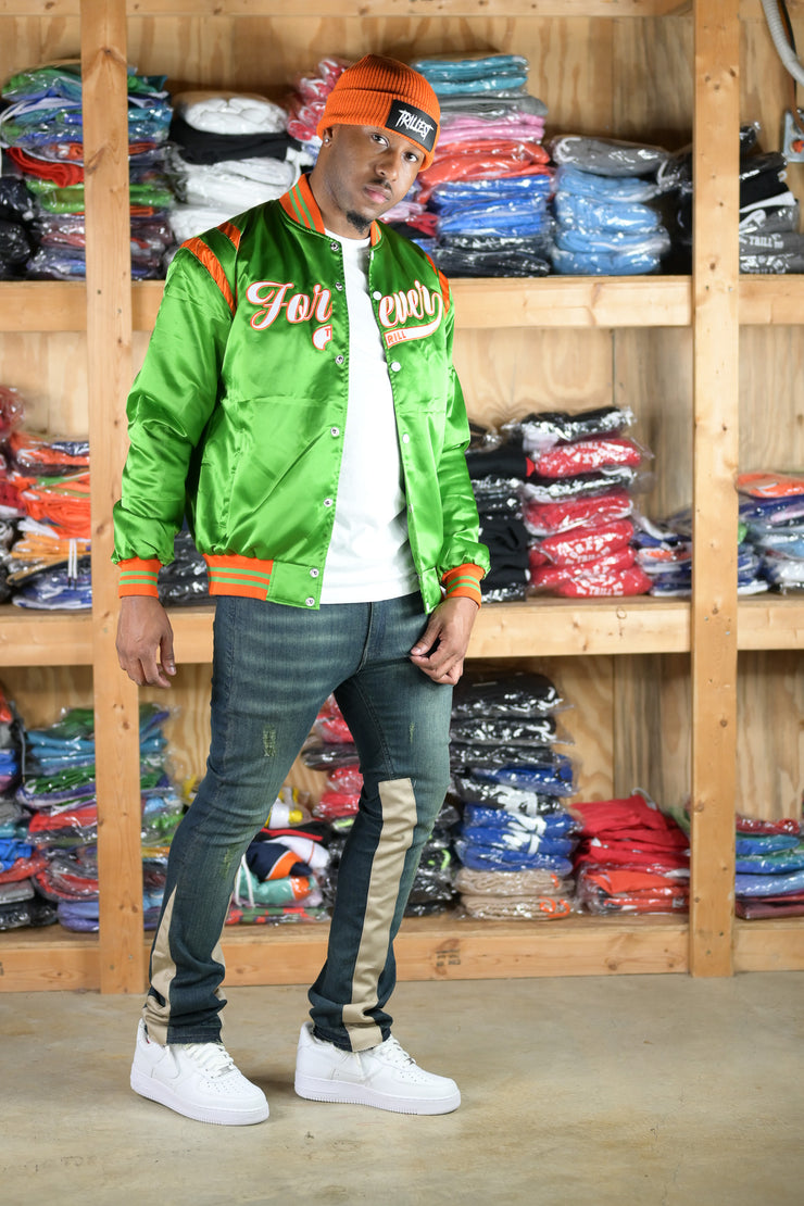 Forever Trill Bomber Jacket - Kelly Green\Orange