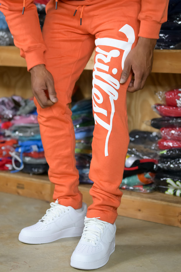 Trillest Straight Leg Joggers - Salmon\White