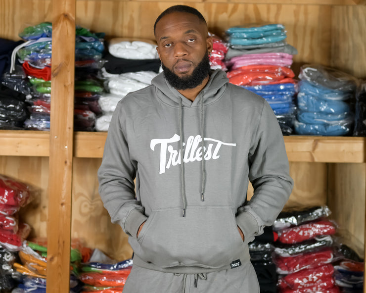 Trillest Puff Print Hoodie - Gray/White