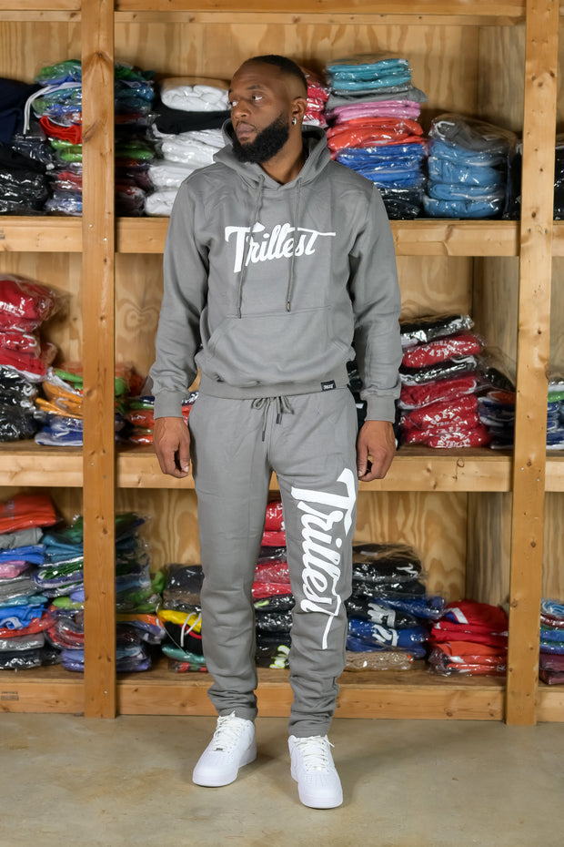 Trillest Puff Print Hoodie - Gray/White