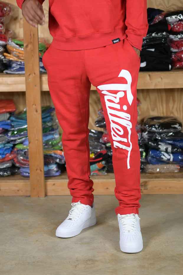 Trillest Straight Leg Joggers - Red\White