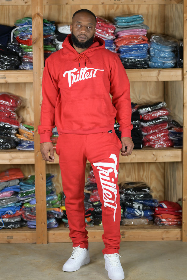 Trillest Puff Print Hoodie - Red/White