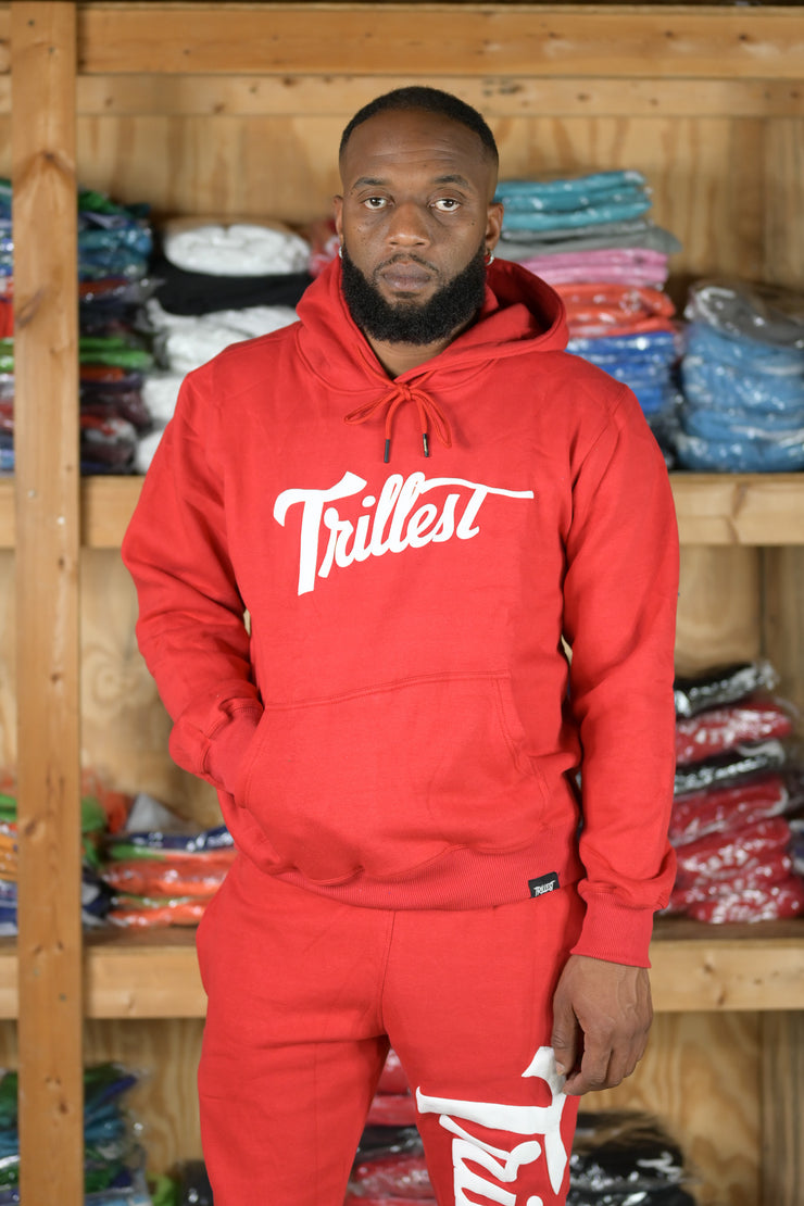 Trillest Puff Print Hoodie - Red/White