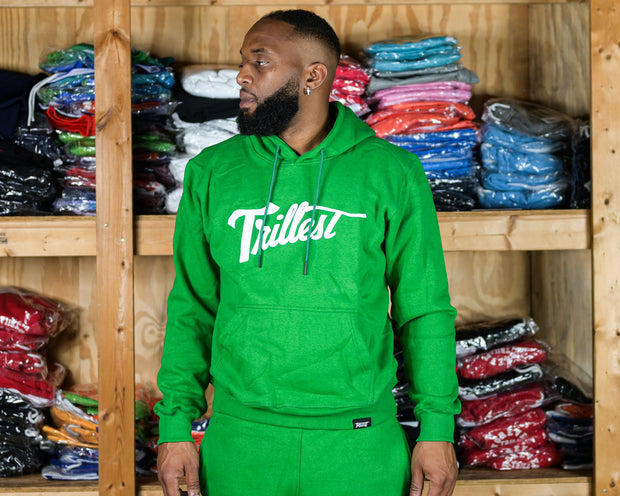 Trillest Puff Print Hoodie - Green/White