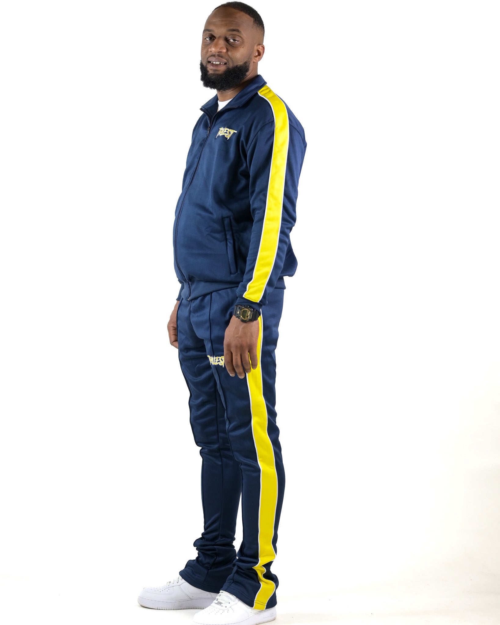 Trillest Stacked Track Pants - Navy\Yellow