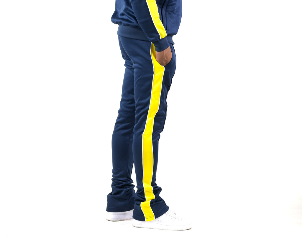 Trillest Stacked Track Pants - Navy\Yellow