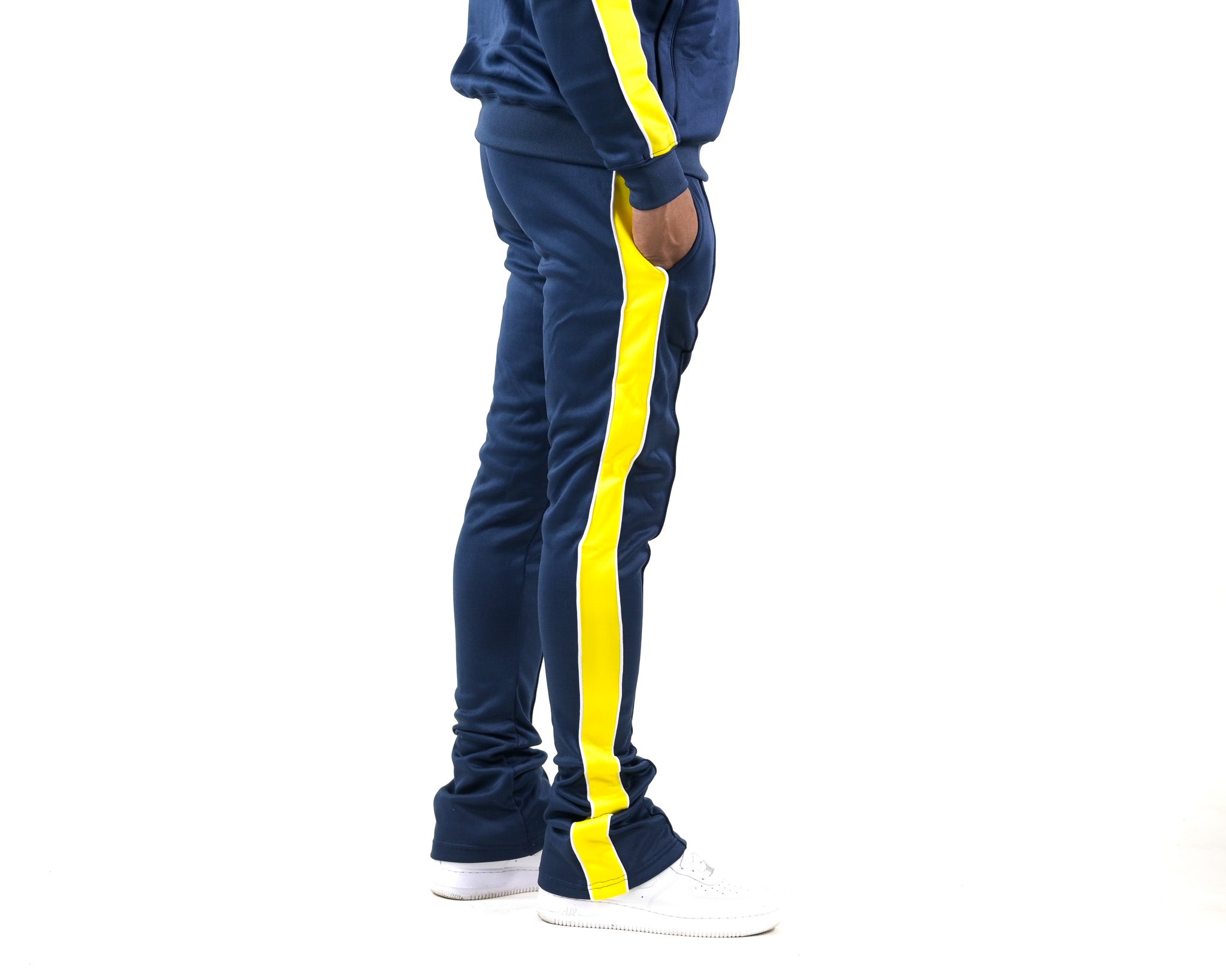 Trillest Stacked Track Pants - Navy\Yellow