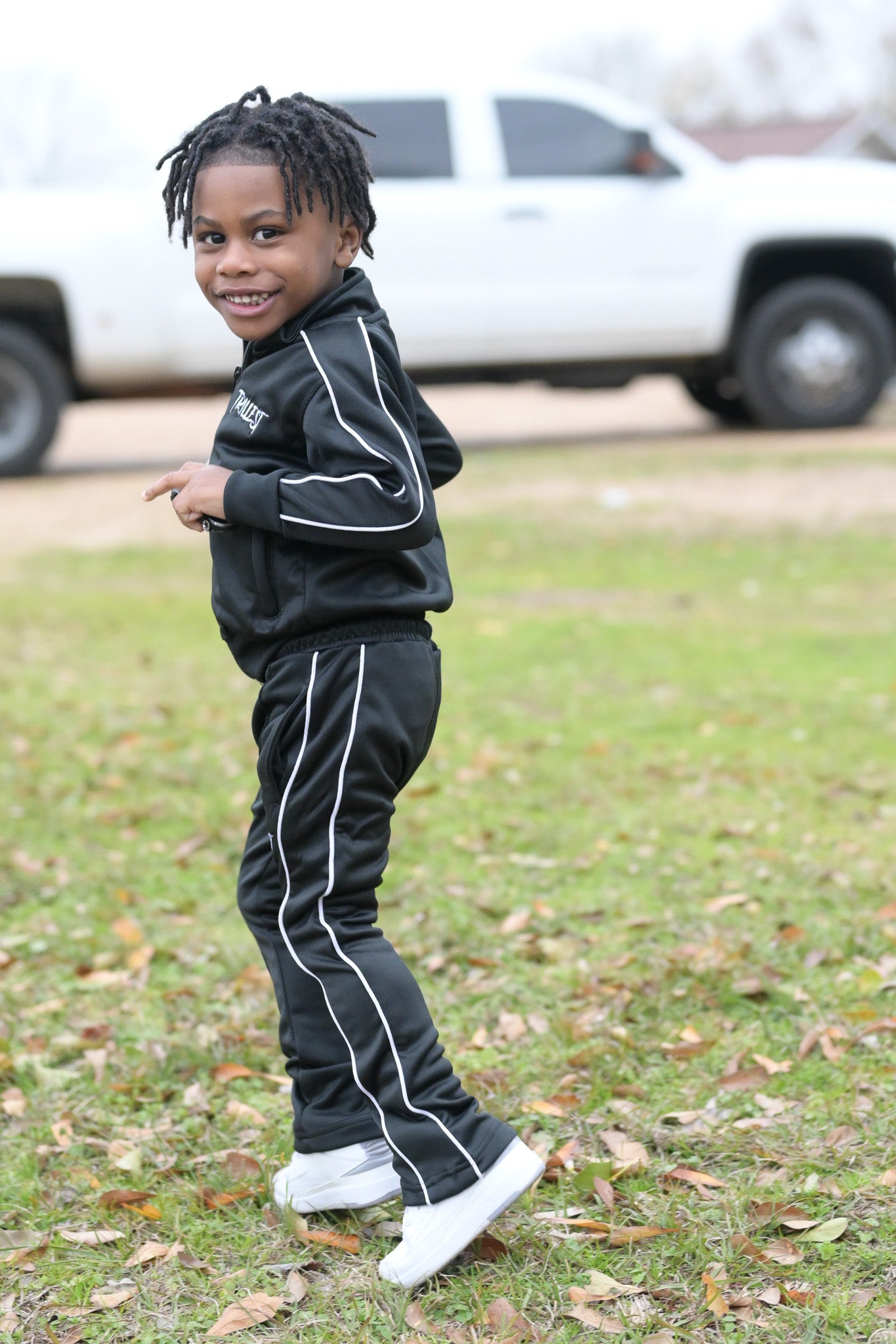 Little Kids Stacked Tracksuit - Black\White
