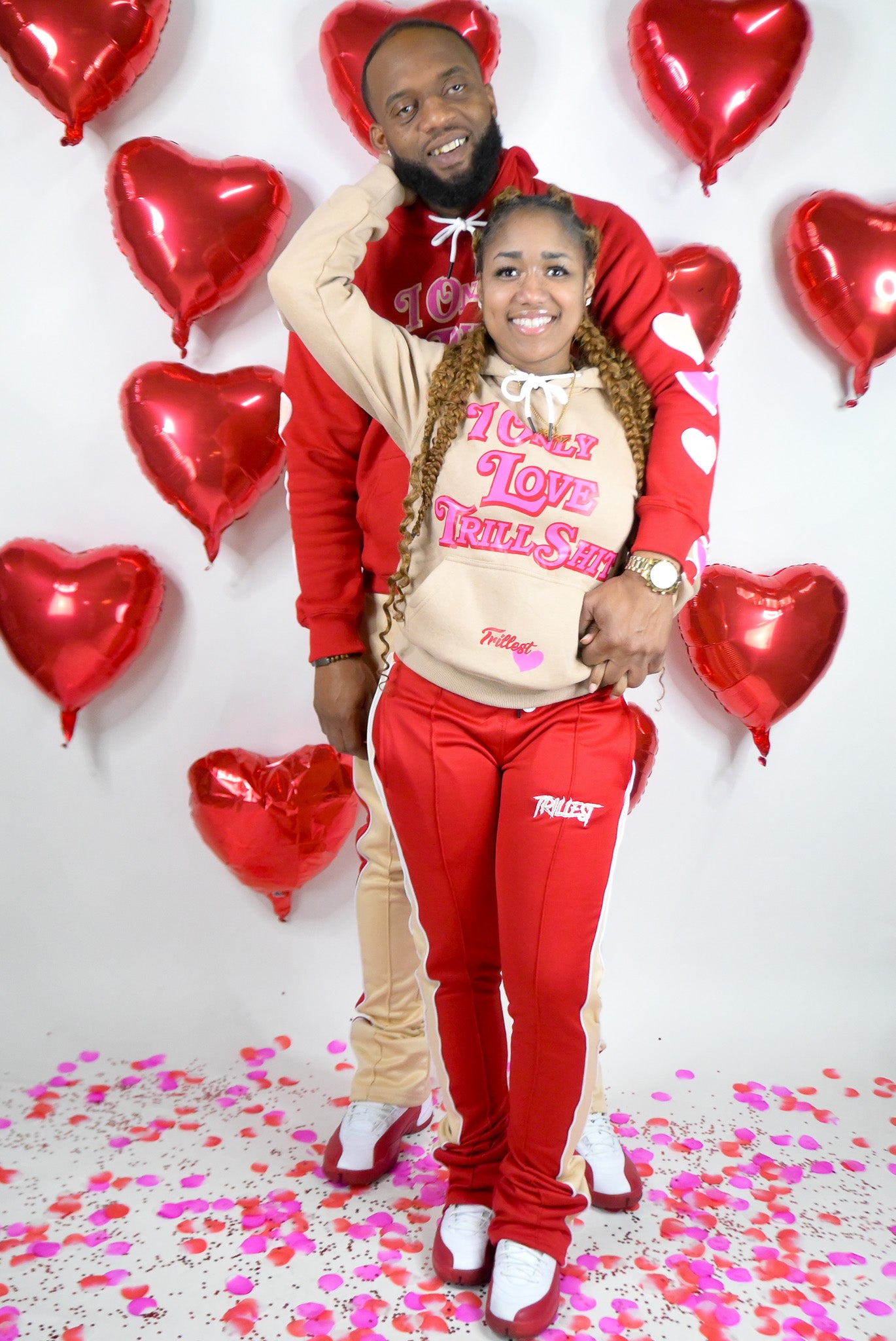 Trillest Love Hoodie - Cream w/ Pink/Red