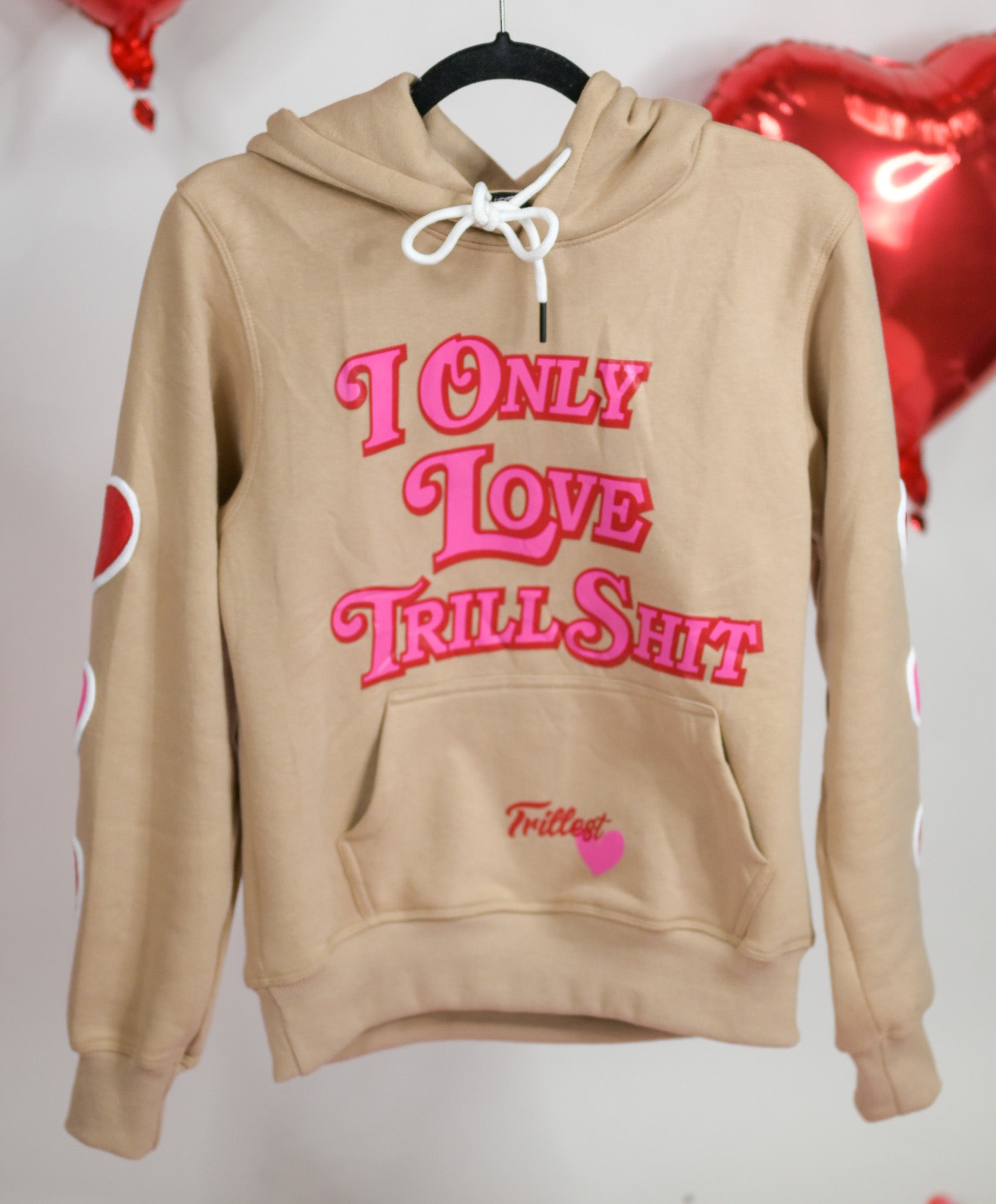 Trillest Love Hoodie - Cream w/ Pink/Red