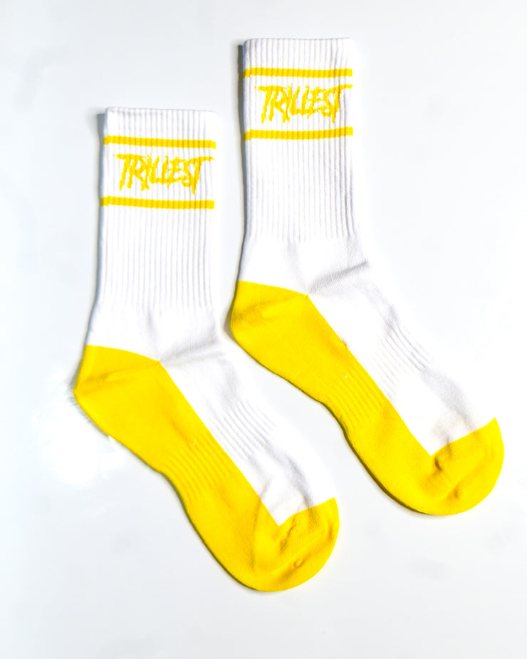 Two Stripe Logo Socks - White/Yellow