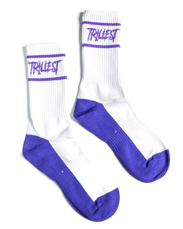 Two Stripe Logo Socks - White/Purple