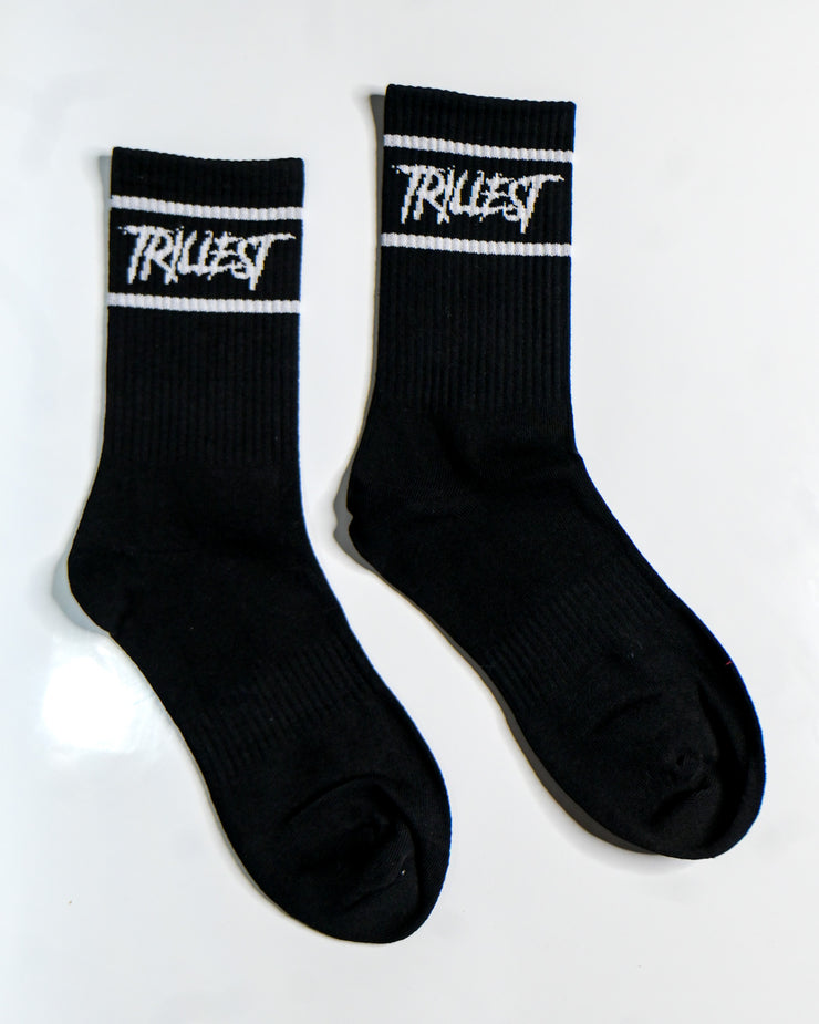 Two Stripe Logo Socks - Black/White