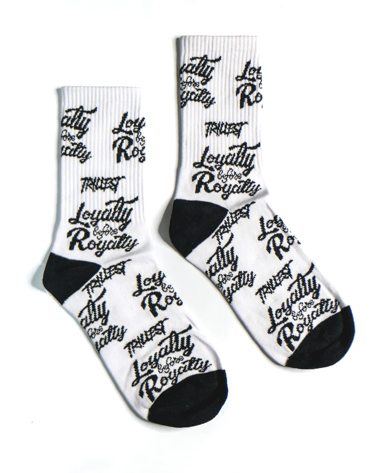 All Over Print Socks - White/Black