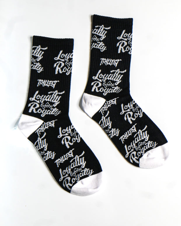 All Over Print Socks - Black/White