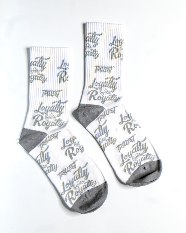 All Over Print Socks - White/Gray