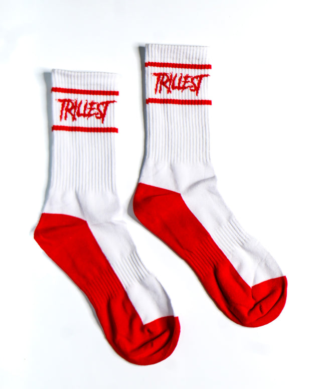 Two Stripe Logo Socks - White/Red