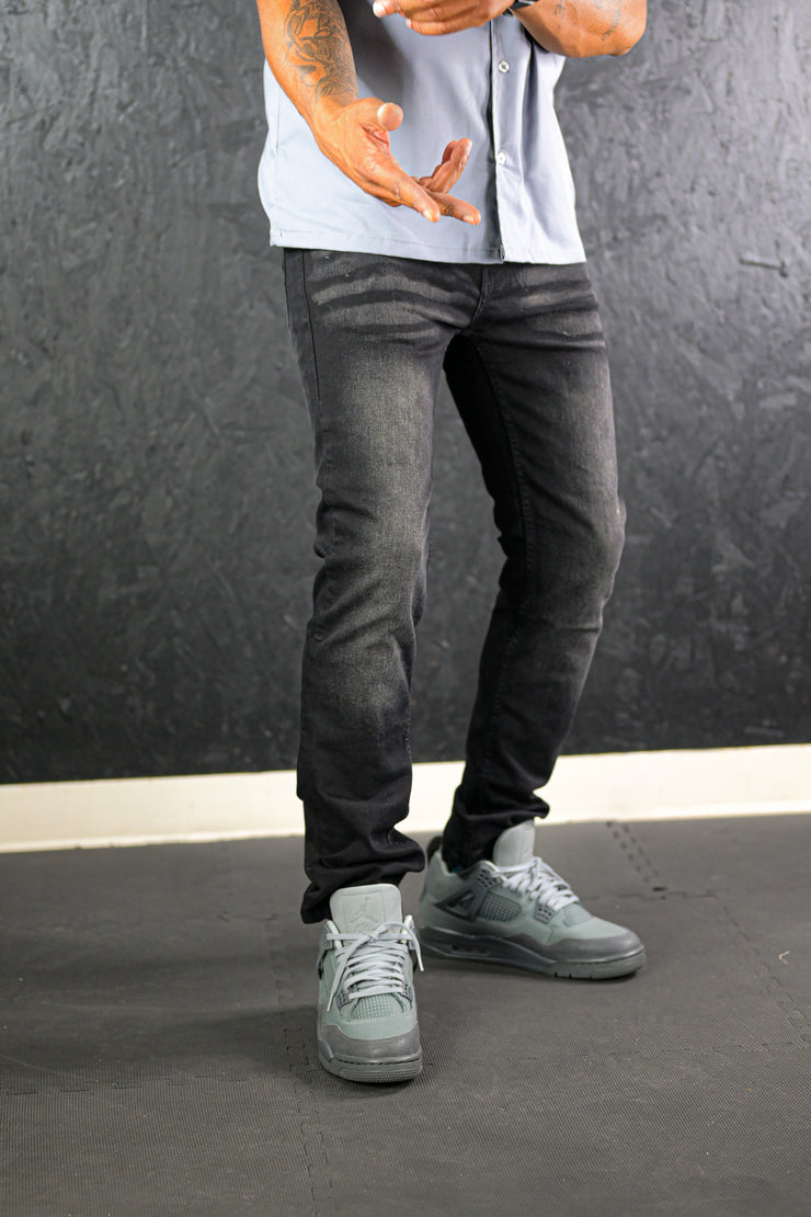 Black Stone Washed Jeans