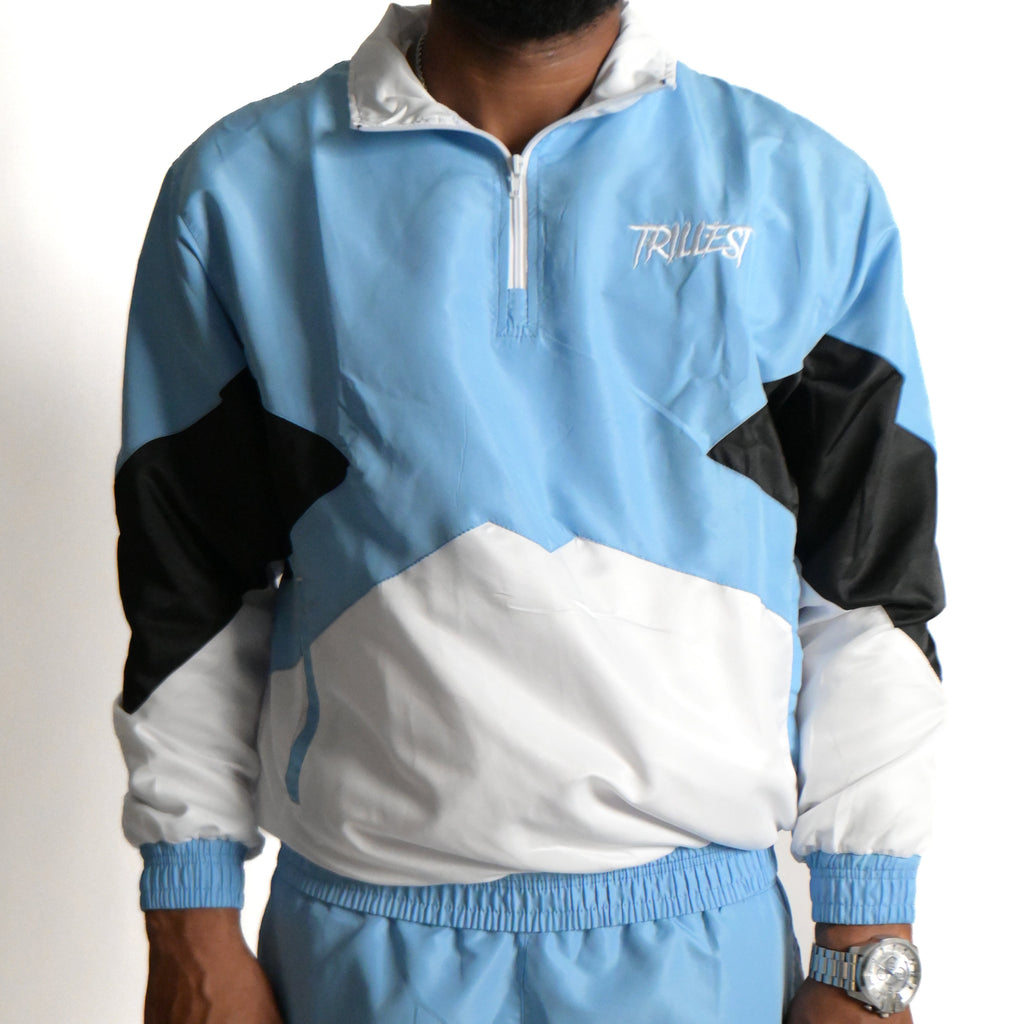 Panel Windbreaker Jacket - Sky\Black\White