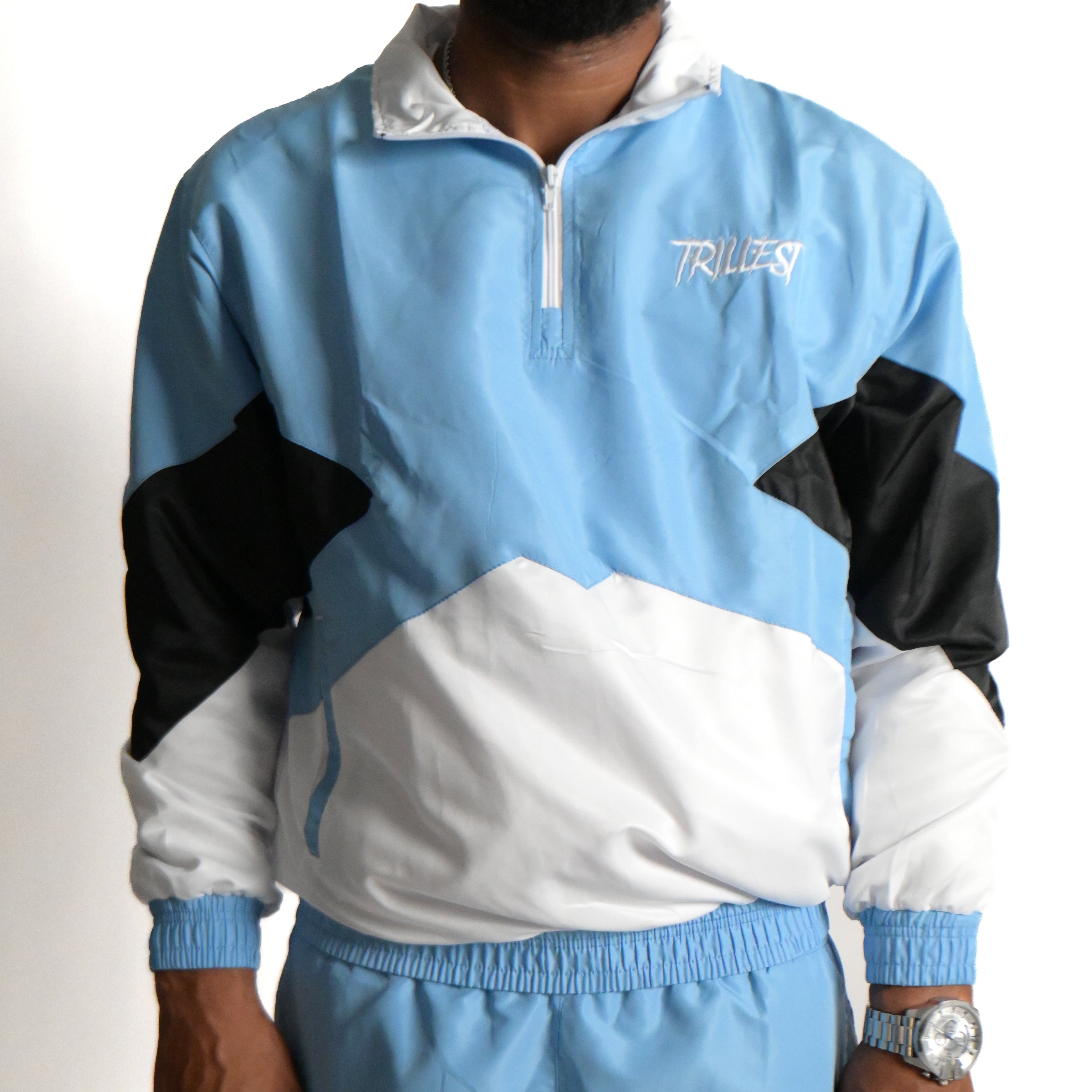 Panel Windbreaker Jacket - Sky\Black\White