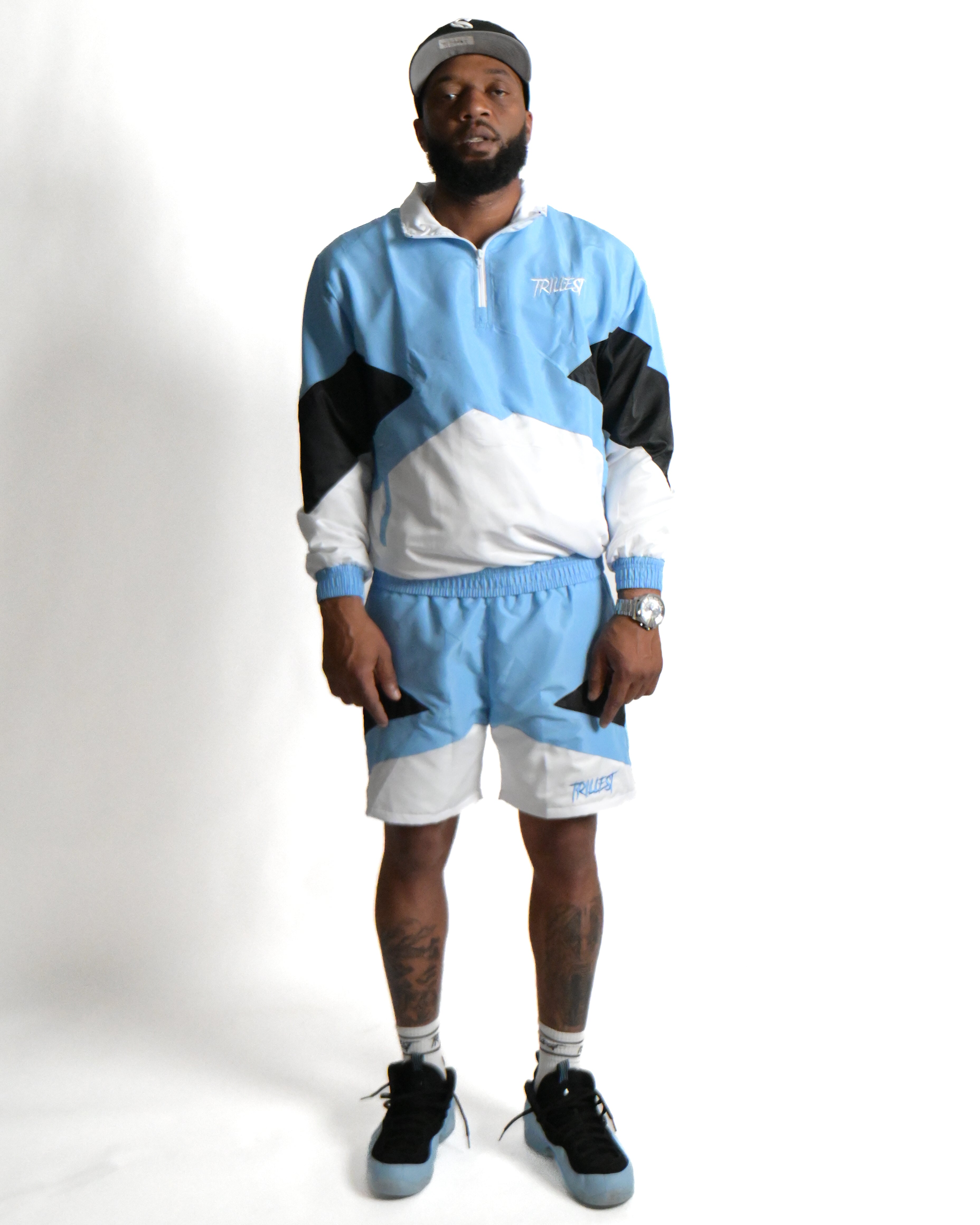 Panel Windbreaker Jacket - Sky\Black\White