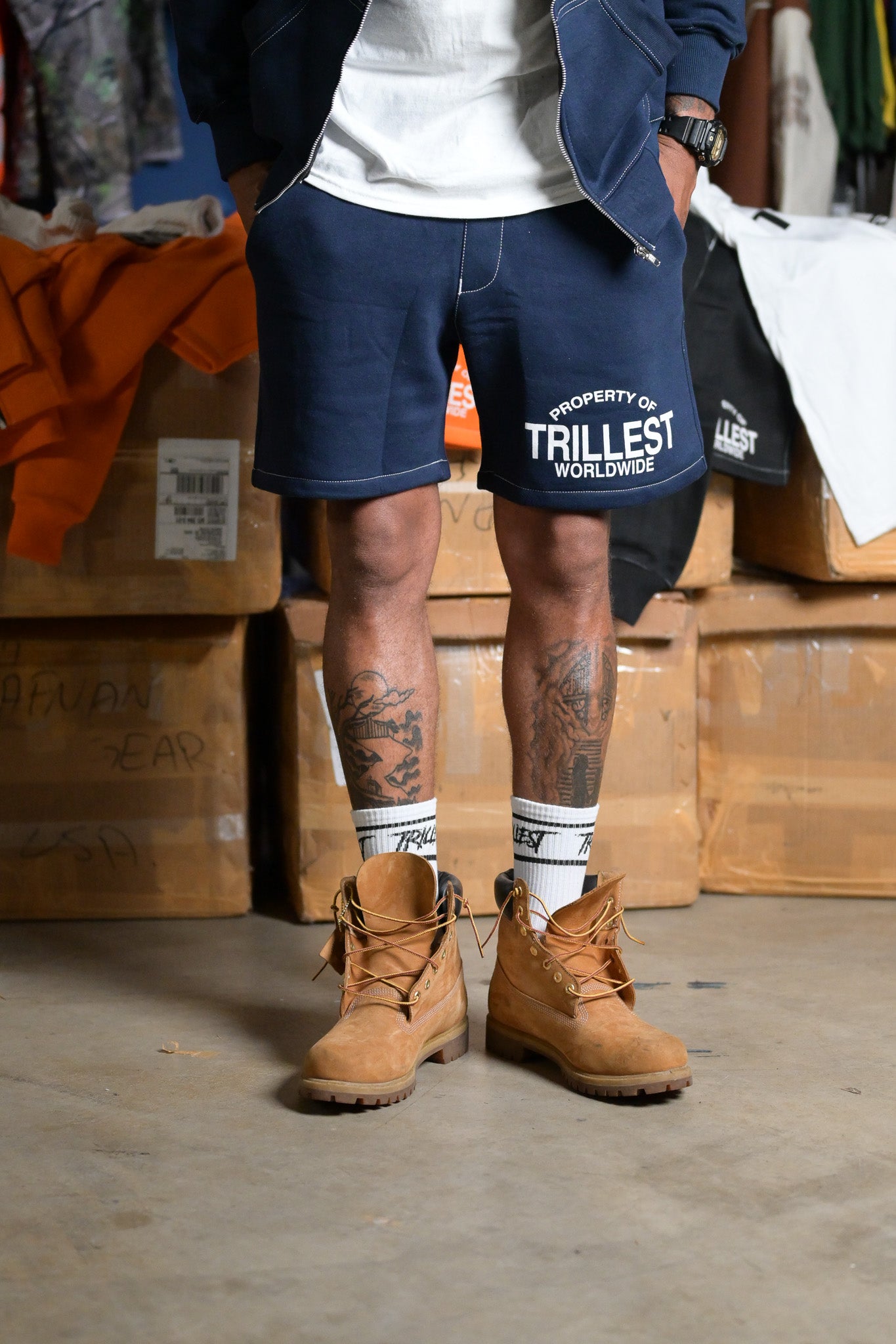 Property of Trillest Shorts - Navy\White