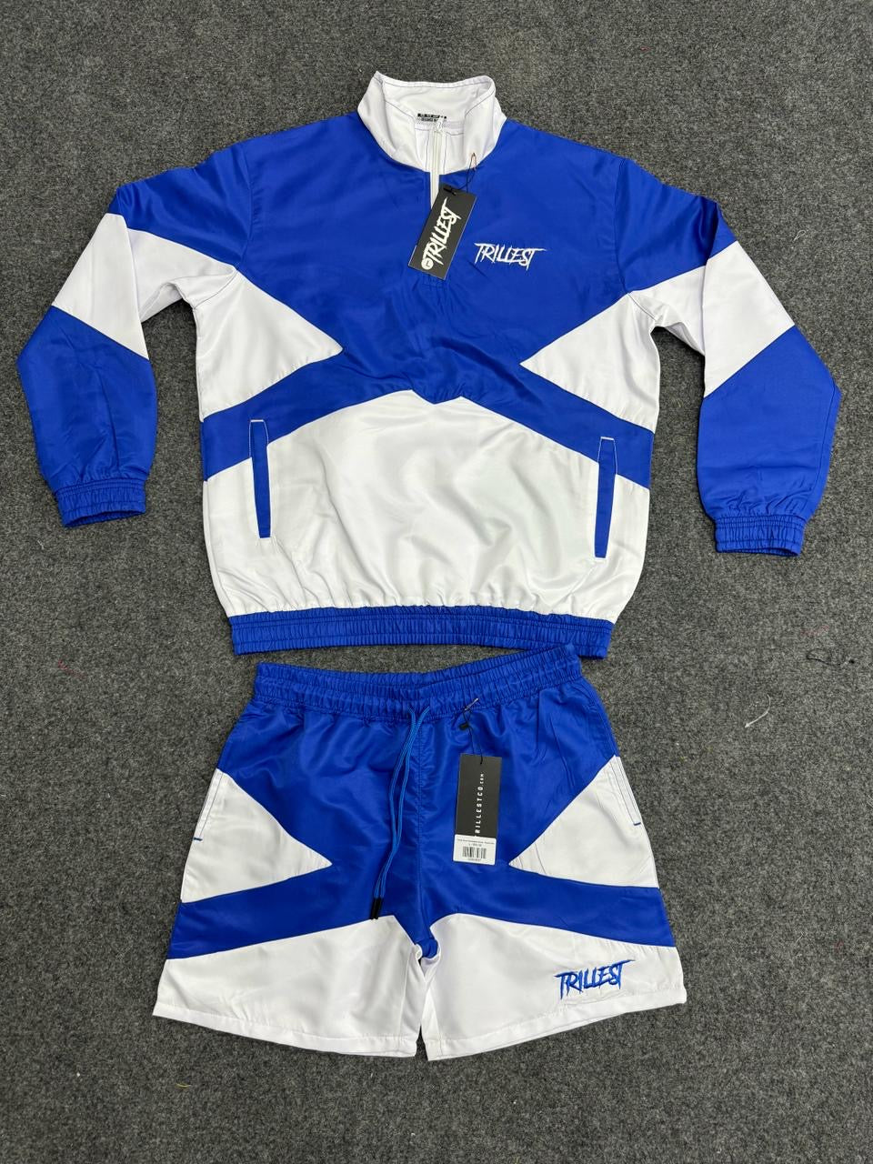 Trillest Panel Windbreaker Shorts - Royal\White