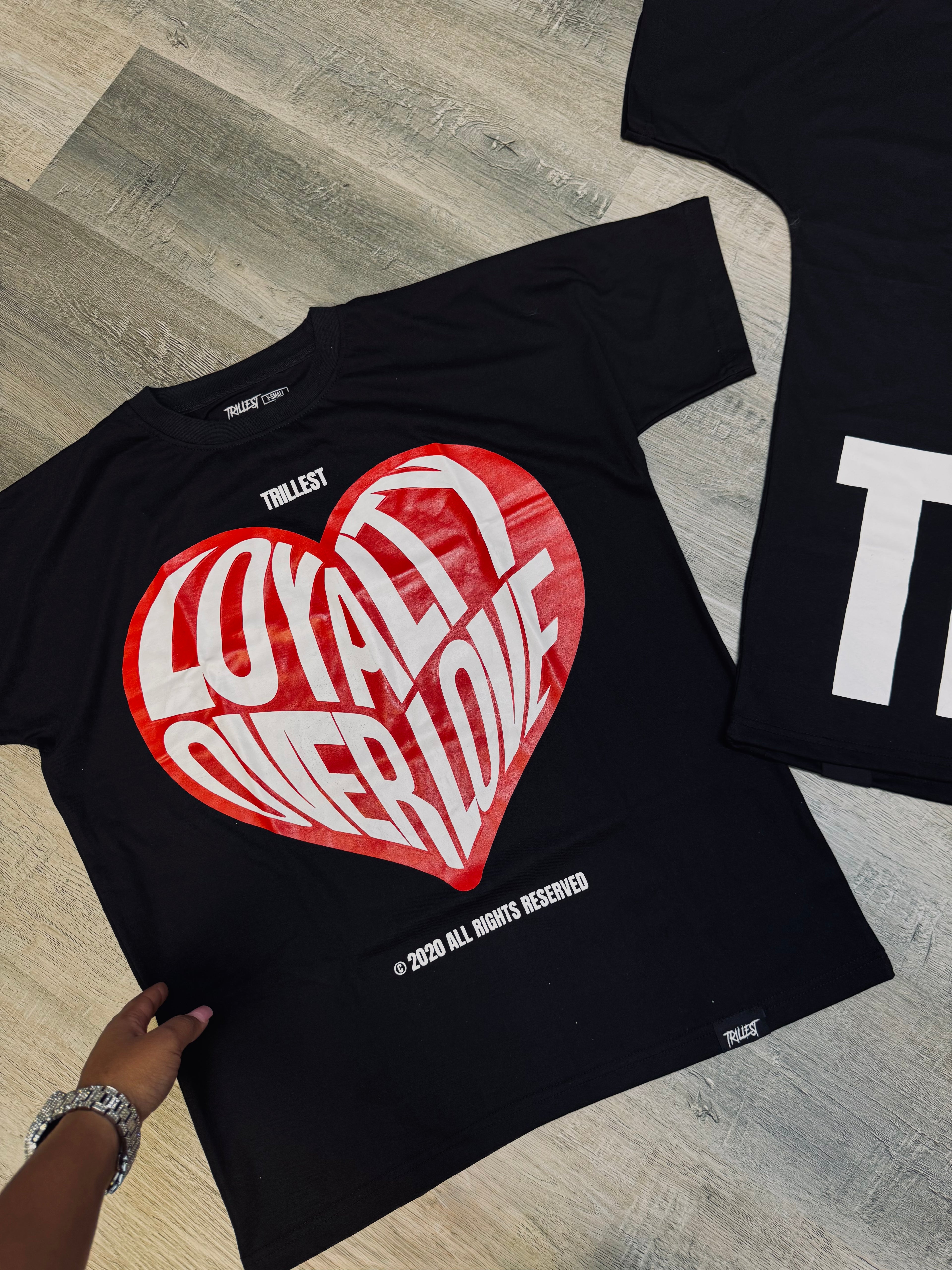 Loyalty Over Love Heart Tee - Black