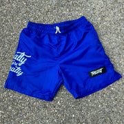 Trillest Nylon Rubber Patch Shorts - Royal Blue