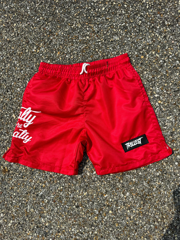 Trillest Nylon Rubber Patch Shorts - Red