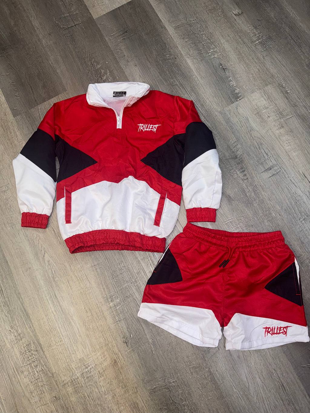 Trill Kids Panel Windbreaker Set - Red\Black\White