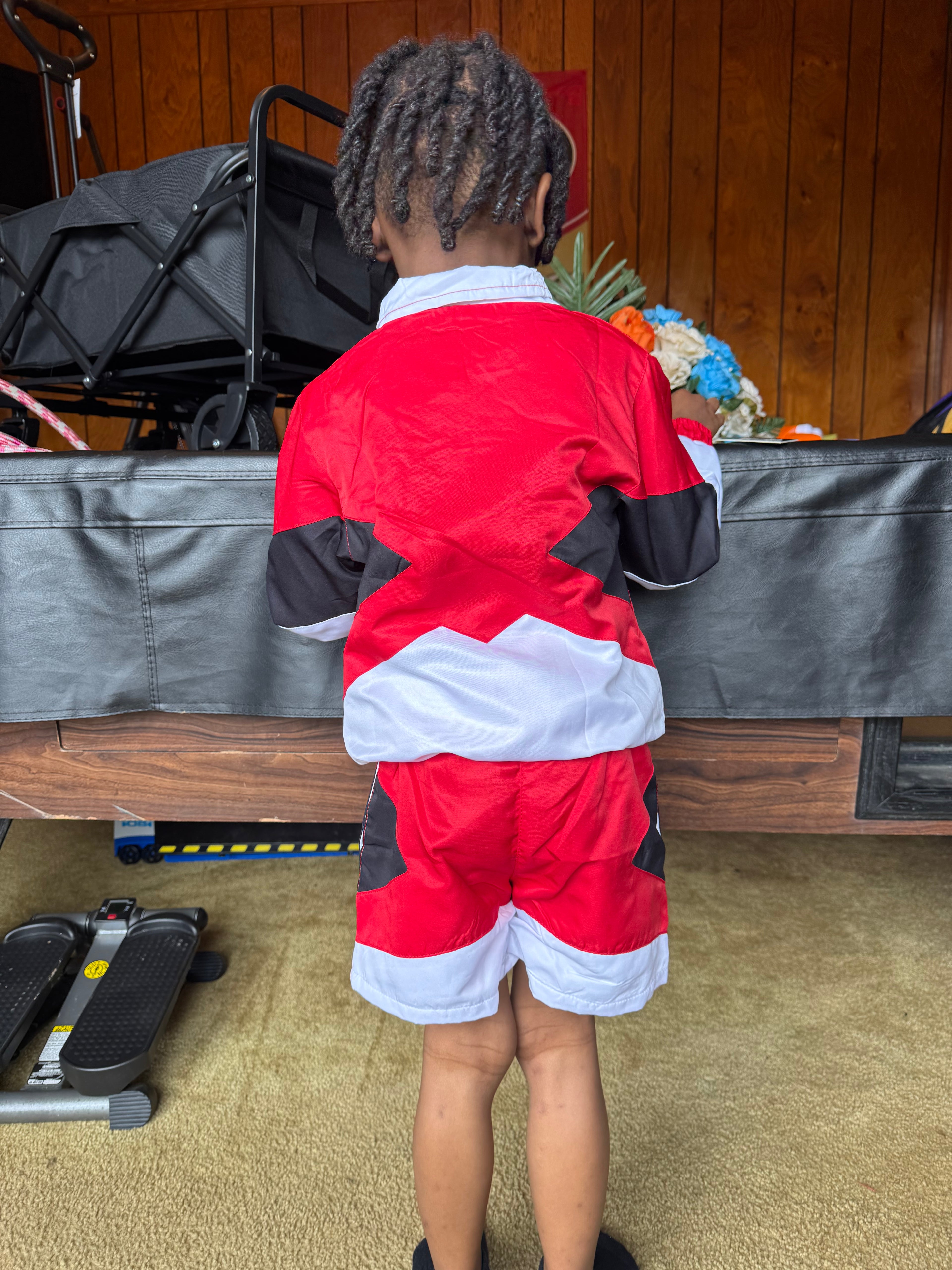 Trill Kids Panel Windbreaker Set - Red\Black\White