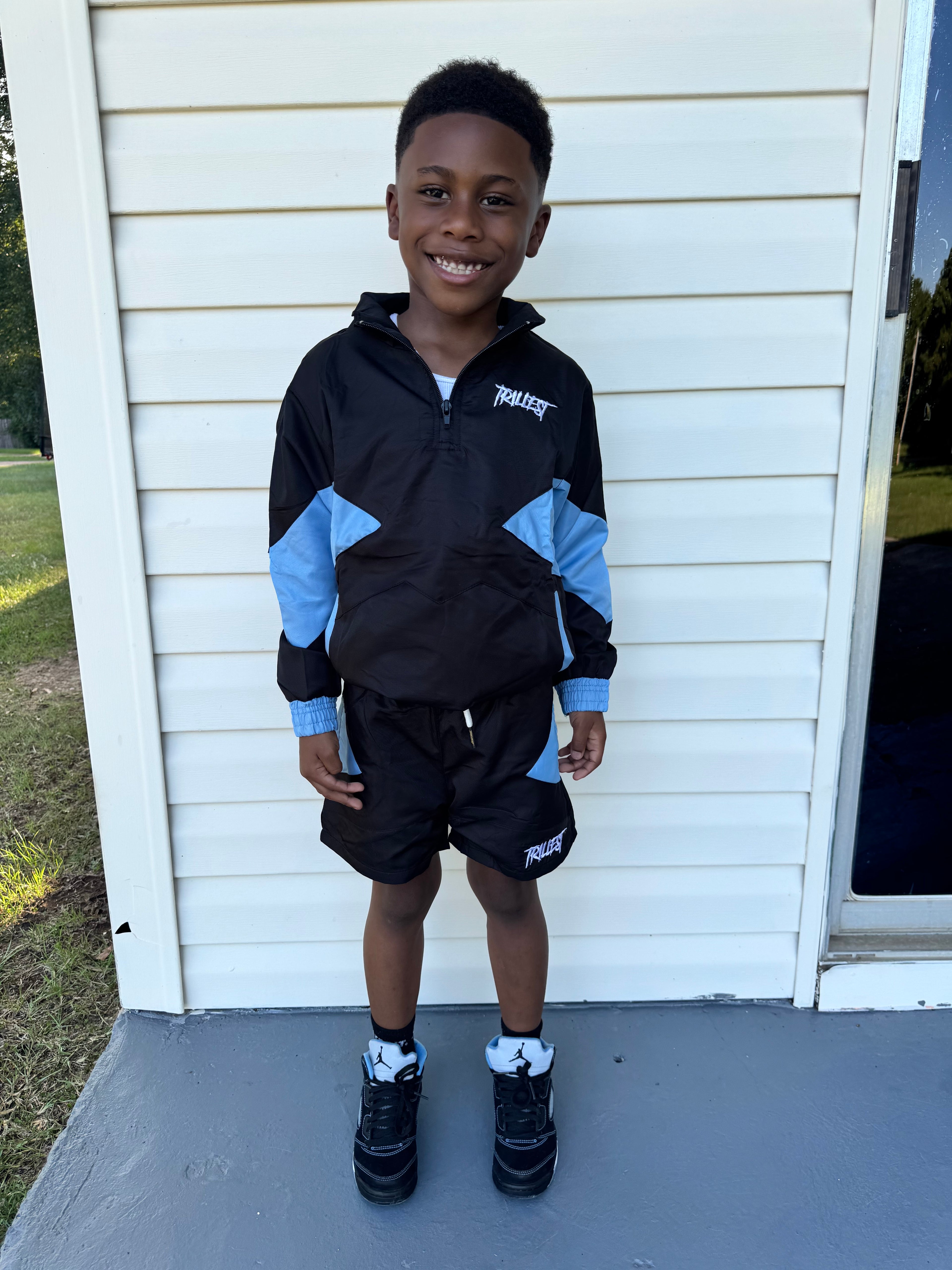 Trill Kids Panel Windbreaker Set - Black\ UNC Blue